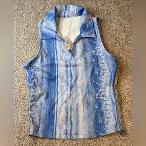 Travis Mathew Womens Blue and White Collared Top- Small - Cinch sides